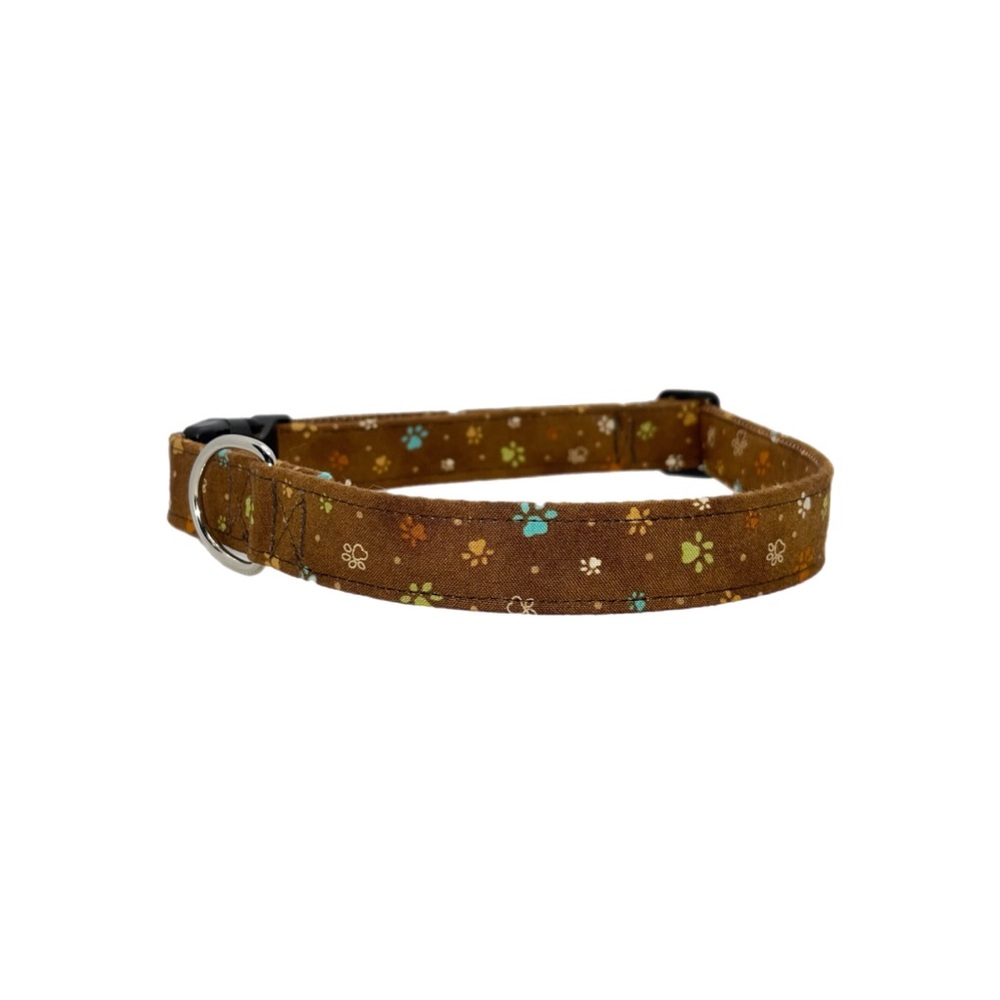 Chocolate Brown/Paw Prints Dog Collar